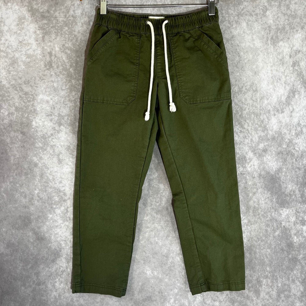 Pact Utility Drawstring Pant Women XS Olive Green Organic Cotton Stretch Cropped
